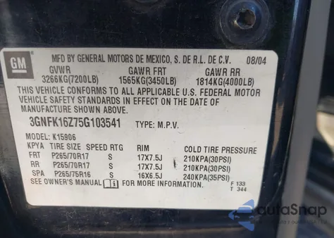 2005 Chevrolet Suburban 1500 Z71 from USA, damaged, VIN 3GNFK16Z75G103541